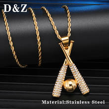 D & Z-collar de murciélago de béisbol de acero inoxidable para hombre, joyería de cristal ostentosa con personalidad, colgante de Hip Hop para hombre 2024 - compra barato