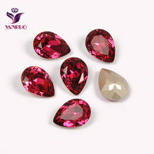 YANRUO 4320 Teardrop Fuchsia Diamond Ornaments Claw Crystals All for Needlework Sewn Rhinestones Glass Sewing Stones 2024 - buy cheap