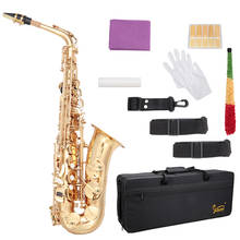 Saxofone alto de latão e-flat alto sax eb com 11 juncos, caso, carekit para estudantes e iniciantes 2024 - compre barato
