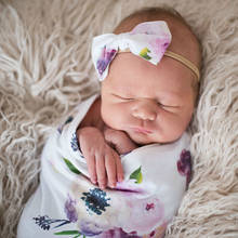 Bebê recém-nascido swaddle com correspondência arco bandana cocoon saco de dormir bebê faixa de cabelo conjunto fotografia acessórios 2024 - compre barato