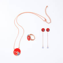Chinese Elements Jewelry Sets Red Sea Wave Face Sun Pearl Earrings  Enamel Charm Necklace  Crystal Ring Wholesale 2024 - buy cheap