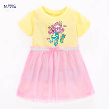 Little Maven 2021 New Summer Baby Girls Clothes Toddler Brand Cotton Mermaid Print Tulle Princess Dresses for Kids 2-7 Years 2024 - buy cheap