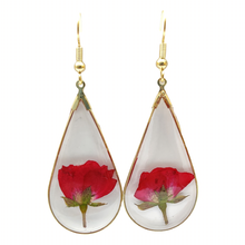 Red Rose Real Flower Waterdrop Resin Gold Color Drop Earrings For Women Boho Fashion Jewelry Bohemian Love Romantic Handmade 2024 - buy cheap
