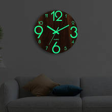 Relógio de parede de madeira luminoso, relógio de parede com números que brilham no escuro, relógios modernos para decoração da casa, presente de natal 2024 - compre barato