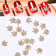 10pc/Lot Nail Art Charming Rivet Stud, Maple Leaf Crystal Alloy Charm, Metallic Gold Jewelry Metal Jewel DIY NailArt Stud Decals 2024 - buy cheap