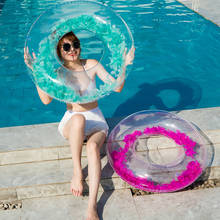 Anillo de natación de pluma de playa, flotador de piscina inflable espeso, círculo inflable, flotador de bebé, anillo de pluma redonda 2024 - compra barato
