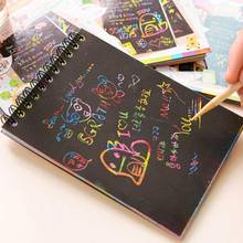 Happyxuan 10*14 см большая Волшебная цветная радужная бумага для царапин, записная книжка, черная самодельная игрушка для рисования, искусственная детская рисунка 2024 - купить недорого