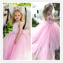 Pink Tulle Flowers Girls Dresses Jewel Puffy Princess Pageant Country Gowns For Wedding Evening Bridesmaid First Communion Dress 2024 - buy cheap