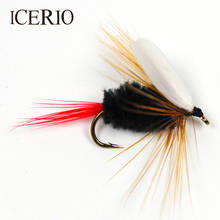 ICERIO-señuelo de pesca con alas blancas y negras, 6 uds., Mayfly, bugs, Wet Flies, con pulsera de trucha #10 2024 - compra barato