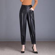 S-4XL Pants & Capris Harem Pants Women Leather Pants Streetwear High Waist Winter Pant Plus Size Trouser Vintage Black Pants 01E 2024 - buy cheap