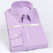 Мужская немнущаяся рубашка, формальная деловая рубашка из 100% хлопка с длинными рукавами и принтом в полоску, Стандартный крой 2024 - купить недорого