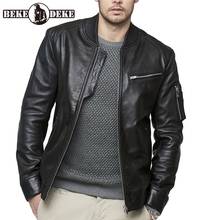 Top Brand Mens Real Leather Jacket New Slim Fit Casual Pilot Windbreaker Streetwear Biker Sheepskin Short Coat Outwear 2024 - buy cheap