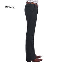 winter New Woolen Fabric Flared Boot Cut Trousers  Men's Business Casual Office Slim Black Suit Pants Large Size 37 2024 - buy cheap