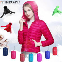 Ultra leve com capuz para baixo parkas inverno jaqueta feminina leve pato branco para baixo casaco feminino fino ajuste quente feminino para baixo jaqueta 2024 - compre barato