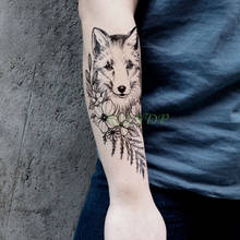 Tatuagem falsa temporária à prova d'água, arte corporal para meninas e homens, tattoo flash temporária de lobo, flor, rosa 2024 - compre barato
