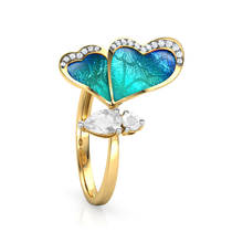 Boho Creative Blue Butterfly Wing Shape Enamel Rings For Women White Cubic Zirconia Delicate Opening Ring Cocktail Party Jewelry 2024 - buy cheap