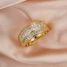 Обручальные кольца с белым кристаллом циркония для женщин, Винтажные Ювелирные изделия золотого цвета, очаровательное обручальное кольцо с геометрическим рисунком, подарок на день Святого Валентина 2024 - купить недорого