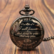 Reloj de bolsillo de cuarzo para hombre y mujer, pulsera de mano de estilo Steampunk personalizable con mi amor, con cadena, colgante, regalo de cumpleaños 2024 - compra barato