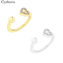 Heart to heart rings for lovers simple adjustable hollow crystal heart rings women gf Ring for wife Cute Ring Jewelry for mother 2024 - buy cheap