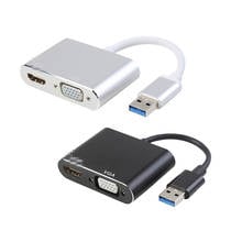 USB 3,0 к HDMI VGA адаптер 4K HD 1080P мульти-дисплей 2 в 1 USB к HDMI конвертер аудио видео кабель для Windows 7/8/10 2024 - купить недорого