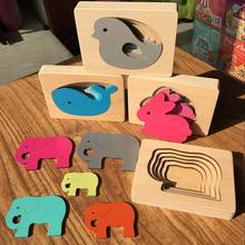 Kids Wooden Toys For Children Animal Carton 3D Puzzle Multilayer Jigsaw Puzzles Baby Toys Child Early Educational Aids 2024 - buy cheap