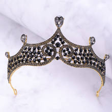 New Baroque style Luxury Crystal Black Beads Bridal Crown Tiaras Gold Diadem Tiaras for Women Bride Wedding Hair Accessories 2024 - buy cheap