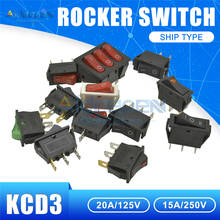 Kcd3-interruptor rocker 13.5x31mm, ac 20a/125v, 15a/250v, liga/desliga, 2/3 posições, 2/3 pinos, com luz, interruptor com tampa à prova d'água 2024 - compre barato
