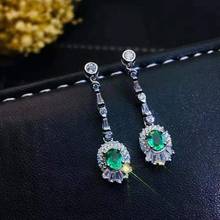 Natural High Quality Emerald Earrings S925 Pure Silver Fine Fashion Charm Wedding Jewelry Women's Free Shipping MeiBaPJ FS 2024 - buy cheap
