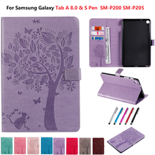 Emboss Tablet Case for Samsung Galaxy Tab A 8 2019 S Pen SM-P200 SM-P205 Wallet Funda for Galaxy Tab A 8 P200 P205 Stand Cover 2024 - buy cheap