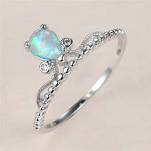Anel de noivado feminino com pingente de opala, anel de casamento fino colorido clássico para mulheres 2024 - compre barato