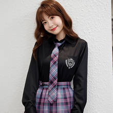 JK Preppy Style Uniform Shirts Girl College Wind Bear Embroidery Spring Autumn Square Collar Long Sleeve Top School Girl Uniform 2024 - buy cheap