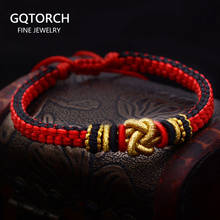 Pulseira corda vermelha artesanal, pulseira étnica tibetana de casal, nós concentrados, corda ajustável para homens e mulheres 2024 - compre barato