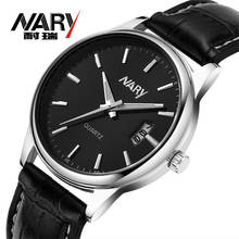 Nary Top Brand Watch Minimalism Watches Men Leather Band Auto Date Quartz Wristwatches Fashion Casual Men Watches Luminous Hands 2024 - buy cheap