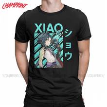 Camiseta masculina xiao shin genimpacto, camiseta criativa 100% algodão, manga curta, camiseta de jogo de anime, gola redonda, ideia de presente 2024 - compre barato