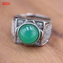 Real 925 silver ring men and women ring traditional vintage chalcedony inlaid silver ring 2024 - buy cheap