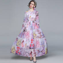 ZUOMAN Women Autumn Elegant Floral Dress Festa High Quality Long Maxi Party Robe Femme Vintage Designer Chiffon Vestidos 2024 - buy cheap