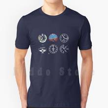 Camiseta de algodón con estampado de seis diales para hombre, Camisa de algodón para piloto, simulador de vuelo, seis diales 2024 - compra barato