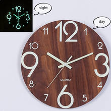 LED Night Light Wood Pattend Wall Clock Big Digital Luminous Clock Nordic Simple Wooden Clocks for Home Living Room Decor 2024 - buy cheap