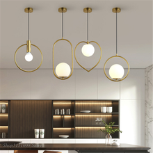 Luminária pendente estilo nórdico, luminária de argola com globo de vidro led, vintage, dourada, moderna para sala de estar, cozinha, decoração industrial 2024 - compre barato