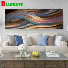 Diy pintura diamante completo moderno abstrato arco-íris diamante mosaico needlework strass diamante bordado longo banner arte da parede 2024 - compre barato