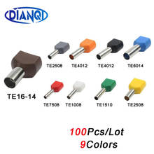 100 unids/paquete TE7508 TE1008 TE1510 TE2508, dos extremos en forma de tubo preaislados, terminales prensados en frío/conector de Cable 2024 - compra barato
