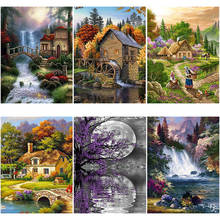 DIY 5D Diamond Painting House Cross Stitch Landscape Waterfall Diamond Embroidery Full Round Drill Mosaic Rhinestones Home Decor 2024 - buy cheap