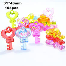 Free Shipping Lovely Heart Key Shape Girls Bubblegum Necklace Jewelry Pendant Charms Ornament Accessories DIY 31*46MM 105pcs 2024 - buy cheap
