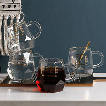 Creative Geometry Glass Mug Gold Plated Letter Handle Cup Coffee Milk Tea Wine Lemon Juice Cup Home Drinkware Couple Gifts 1PCS 2024 - buy cheap