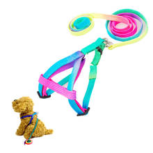 Adjustable Cat Pet Collar Harness Leash Set For Cats Dog Small Pets Breakaway Rainbow Nylon Rabbit Dogs Leash 2024 - buy cheap