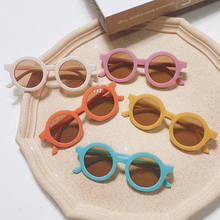 Óculos de sol redondo infantil, óculos clássico transparente preto uv400 para meninos 2024 - compre barato
