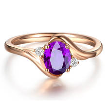 MOONROCY-anillo abierto ovalado de cristal para mujer, sortija de boda, Color oro rosa, púrpura, venta al por mayor 2024 - compra barato