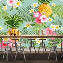 Custom mural 3D wallpaper,tropical flowers and pineapple for living room bedroom sofa background decorative waterproof wallpaper 2024 - buy cheap