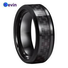Men Women Black Tungsten Ring Wedding Band With Black Carbon Fiber Inlay 8MM Comfort Fit 2024 - buy cheap