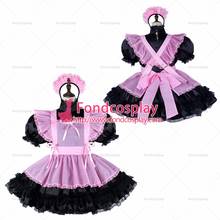 Fondcosplay-Vestido corto de satén negro para adulto, uniforme de organza rosa, delantal sexy de sirvienta cruzada, hecho a medida [G2332] 2024 - compra barato